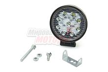 Фара светодиодная 27W 9 диодов SMD, 55мм круг. мет. корпус, ближний свет (Flood)