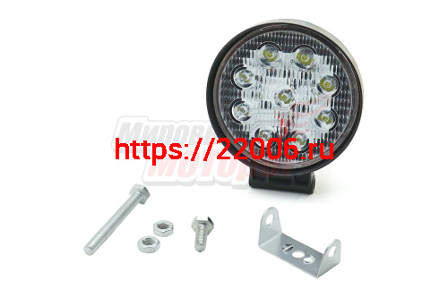 Фара светодиодная 27W 9 диодов SMD, 55мм круг. мет. корпус, ближний свет (Flood) Фара светодиодная 27W 9 диодов SMD, 55мм круг. мет. корпус, ближний свет (Flood)