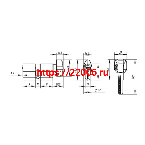 Цилиндровый Punto (Пунто) механизм MaxPro7002Knob100mm(50+10+40) SN никель 7key с вертушкой фото 4 Цилиндровый Punto (Пунто) механизм MaxPro7002Knob100mm(50+10+40) SN никель 7key с вертушкой фото 4