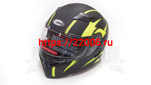 Шлем модуляр COBRA JK902, черно/зеленый(6), с очками, размер M