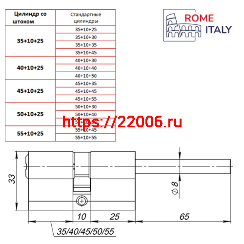 Цилиндровый Punto (Пунто) механизм Z3007Tang75(40+10+25) со штоком CP хром фото 2 Цилиндровый Punto (Пунто) механизм Z3007Tang75(40+10+25) со штоком CP хром фото 2