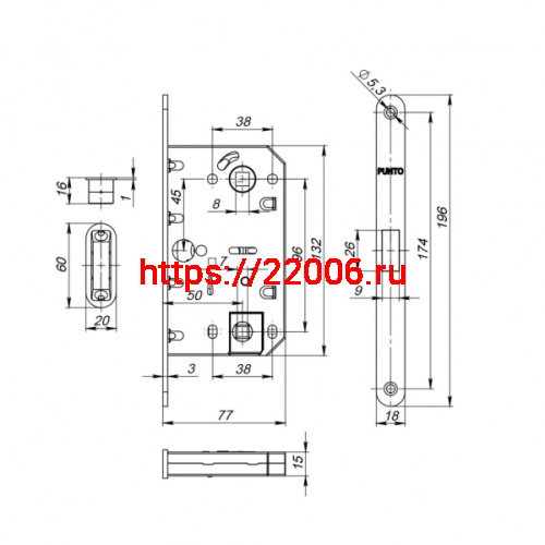 Защелка Punto (Пунто) врезная магнитная ML96WC-50 WH (белый) фото 3